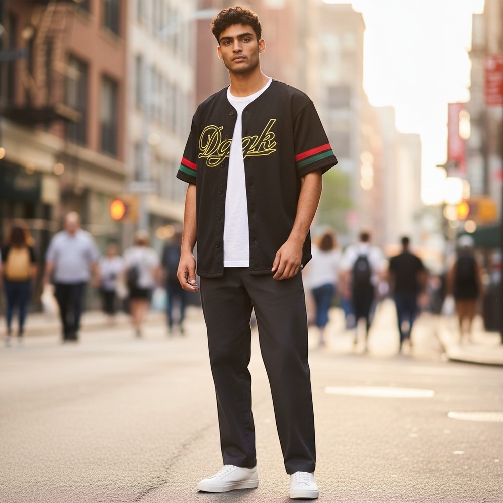 DGK Dirty Ghetto Kids Mens Black Baseball Jersey Embroidered Logo Medium